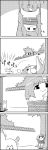  bangs blunt_bangs bound cat comic commentary_request emphasis_lines flower greyscale hair_flower hair_ornament hieda_no_akyuu highres looking_at_another looking_back monochrome rope running scared short_hair smile sweat sweating_profusely tani_takeshi tied_up touhou translation_request tree upside-down wall yukkuri_shiteitte_ne 