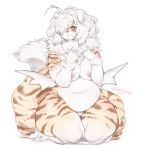  anthro breasts cherrikissu chest_tuft feline female kneeling mammal nipples pussy slightly_chubby solo thick_thighs tiger tuft wide_hips 