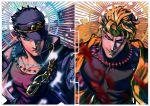  all_male awa_suna blonde_hair dio_brando green_eyes hat jojo_no_kimyou_na_bouken kuujou_joutarou male orange_eyes short_hair 