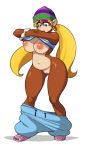  analon_(artist) big_breasts breasts clothed clothing donkey_kong_(series) female hat jewelry mammal nintendo nipples partially_clothed primate pussy solo sweat tiny_kong undressing video_games 