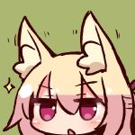  animal_ear_fluff animal_ears bangs blonde_hair blush eyebrows_visible_through_hair fox_ears green_background hair_between_eyes head kemomimi-chan_(naga_u) looking_at_viewer naga_u original parted_lips red_eyes simple_background solo sparkle v-shaped_eyebrows 