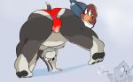  2018 all_fours ambiguous_gender anthro avian belly bent_over big_butt bird black_fur black_nipples black_nose black_pawpads bulge butt butt_heart canine clothed clothing countershade_butt countershade_face countershade_torso countershading digital_media_(artwork) dog duck duck_hunt duck_hunt_dog duck_hunt_duck duo feathers feral fur looking_at_viewer looking_back looking_through_legs low-angle_view male mallard mammal moobs multicolored_fur navel nintendo nipples overweight overweight_male pawpads perspective plantigrade presenting presenting_hindquarters rear_view red_clothing red_underwear shamelesss short_tail signature simple_background skimpy smile solo_focus spreading super_smash_bros teeth thick_thighs toony underwear video_games white_countershading white_fur wings 