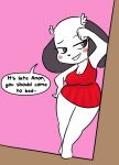  2018 anon232 bittersweet_candy_bowl blush canine clothing dialogue digital_media_(artwork) dog female fur lingerie mammal rachel_(bcb) short_stack simple_background smile solo speech_bubble standing talking_to_viewer teenager text webcomic white_fur young 