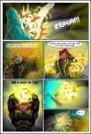  bear clothing comic feline fight fire hi_res ice lion male mammal muscular polar_bear rubber rubberbuns superhero 