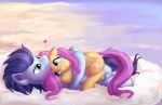  &lt;3 2018 cutie_mark duo equine feral fluttershy_(mlp) friendship_is_magic hi_res hug lying mammal my_little_pony outside pegasus sapsan sky soarin_(mlp) wings wonderbolts_(mlp) 