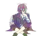  aharan androgynous antennae bad_id bad_pixiv_id cape green_hair necktie red_eyes reverse_trap short_hair solo staring torn_clothes touhou wriggle_nightbug 