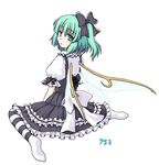  alternate_costume daiyousei fairy_wings gothic_lolita green_eyes green_hair hair_ribbon isaki_(gomi) lolita_fashion ponytail ribbon side_ponytail solo touhou wings 