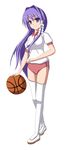  bad_id bad_pixiv_id basketball buruma clannad fujibayashi_kyou gym_uniform kino_(kino_buro) long_hair purple_eyes purple_hair solo thighhighs 