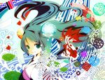  bad_id bad_pixiv_id fish floating_hair green_eyes green_hair hatsune_miku japanese_clothes kikumon long_hair sakisato_kiriko seigaiha solo surreal twintails very_long_hair vocaloid waves 