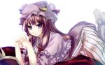  asskiler bad_id bad_pixiv_id bow crescent hat highres long_hair patchouli_knowledge purple_eyes purple_hair solo touhou 