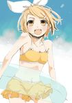  bad_id bad_pixiv_id bikini blonde_hair hair_ornament hair_ribbon hairclip innertube isg kagamine_rin ribbon short_hair smile solo swimsuit vocaloid yellow_eyes 