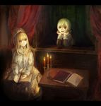  1girl blonde_hair blue_eyes book dress elisabeth_von_wettin ido_e_itaru_mori_e_itaru_ido marchen marz_von_ludowing red_eyes rifsom sitting sound_horizon white_hair 