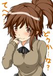  amagami brown_eyes brown_hair long_hair ponytail sakurai_rihoko school_uniform shouji_nigou solo sweater translated 