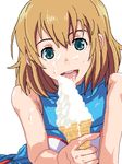  artist_request blonde_hair blue_eyes cheerleader crossdressing food heroman ice_cream joey_jones lowres male_focus otoko_no_ko sexually_suggestive solo suggestive_fluid 