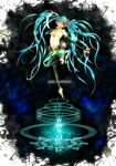  absurdres bad_id bad_pixiv_id barefoot blue_hair bridal_gauntlets closed_eyes hatsune_miku hatsune_miku_(append) highres kokenishian long_hair navel necktie solo thighhighs twintails very_long_hair vocaloid vocaloid_append 