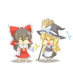  =_= bad_id bad_pixiv_id black_hair blonde_hair broom chibi eiri_(eirri) hakurei_reimu highres kirisame_marisa multiple_girls touhou 