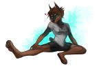  &lt;3 2018 4_toes 5_fingers anthro army barefoot black_fur black_nose blue_eyes brown_fur brown_hair canine claws clothing doberman dog domina eyebrows eyelashes female fur hair lilypoo mammal multicolored_fur pawpads paws shirt shorts smile solo stretching toe_claws toes two_tone_fur 