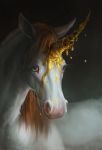  2016 brown_hair digital_media_(artwork) equine eyelashes feral fur hair horn kur0i kuroi-kisin mammal solo unicorn white_fur 