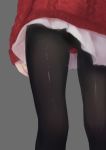  aran_sweater ass_visible_through_thighs black_legwear grey_background long_sleeves lower_body original pantyhose pleated_skirt red_sweater shimmer simple_background skirt sleeves_past_wrists solo standing sweater thighs white_skirt 