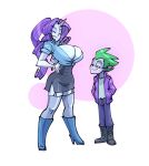  alternate_species big_breasts bigdad breasts clothed clothing duo eyes_closed friendship_is_magic fully_clothed horn horned_humanoid humanoid humanoidized legwear mammal my_little_pony not_furry rarity_(mlp) spike_(mlp) stockings 