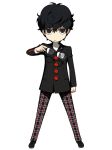  amamiya_ren black_eyes black_hair blazer glasses highres jacket official_art pants persona persona_5 persona_q2:_new_cinema_labyrinth persona_q_(series) plaid plaid_pants shuujin_academy_uniform source_request 