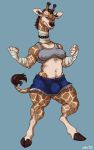  anthro athletic bandage bulge clothed clothing collar dbd dickgirl giraffe intersex looking_at_viewer mammal nipple_bulge solo standing 