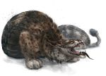  2016 4_toes digital_media_(artwork) feline feral hybrid kur0i kuroi-kisin lynx mammal open_mouth reptile scalie simple_background snake solo teeth toes tongue whiskers white_background 