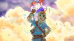  belt blonde_hair galeem green_eyes link master_hand master_sword pointing pointing_up pointy_ears reticule self_shot sheikah_slate shield smile super_smash_bros. super_smash_bros._ultimate sword the_legend_of_zelda the_legend_of_zelda:_breath_of_the_wild weapon 