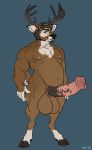  animal_genitalia animal_penis anthro balls beard big_balls big_penis cervine dbd equine_penis erection facial_hair looking_at_viewer male mammal musclegut muscular muscular_male nude penis solo standing 