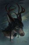  2017 antlers black_hair blue_eyes cervine digital_media_(artwork) eyelashes hair headshot_portrait horn kur0i kuroi-kisin mammal portrait solo 