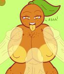  2018 big_breasts breasts dialogue disembodied_penis english_text female flora_fauna food food_creature freckles fruit green_background group group_sex huge_breasts huge_nipples humanoid leaf_hair looking_at_viewer male male/female nipples nude open_mouth orange_(fruit) orange_skin penis plant ponytail sex simple_background smile solo text tongue tongue_out translucent translucent_penis trigoat_(artist) vein veiny_penis yellow_eyes yellow_nipples 