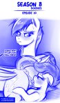  2018 69_position anus blush cub dialogue english_text equine female female/female feral friendship_is_magic jcosneverexisted lightning_dust_(mlp) mammal monochrome my_little_pony oral pegasus rainbow_dash_(mlp) scootaloo_(mlp) sex sweat text wings young 