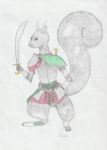  armor fantasy male mammal melee_weapon plutoslave rodent scimitar simms squirrel sword traditional_media_(artwork) weapon 