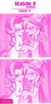  2018 after_kiss blush cape clothing comic equine female friendship_is_magic hat horn jcosneverexisted looking_at_viewer mammal my_little_pony pink_theme saliva saliva_string starlight_glimmer_(mlp) trixie_(mlp) unicorn wizard_hat 