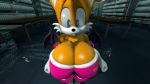  2018 3d_(artwork) absurd_res anthro armwear big_breasts biped black_nose blue_eyes breasts canine clothed clothing crossgender digital_media_(artwork) female fox fur gloves hi_res huge_breasts mammal miles_prower multicolored_fur open_mouth rouge_suit solo sonic_(series) standing tails_(sonic) teeth two_tone_fur voluptuous white_fur wings 