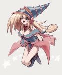  1girl artist_request blonde_hair boots breasts cleavage dark_magician_girl female green_eyes hat large_breasts long_hair magical_girl skirt smile solo yu-gi-oh! yuu-gi-ou yuu-gi-ou_duel_monsters 