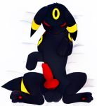 2017 3_toes angry animal_genitalia animal_penis balls big_penis bird&#039;s-eye_view canine_penis eeveelution erection feral front_view fur high-angle_view knot looking_at_viewer loop lying male nintendo on_back panting penis pok&eacute;mon pok&eacute;mon_(species) simple_background solo spread_legs spreading throbbing toes umbreon video_games vogold 