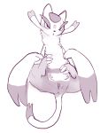  6_breasts anus blush breasts female fur lying mienshao multi_breast nintendo nipples nude on_back paperclip_(artist) pok&eacute;mon pok&eacute;mon_(species) presenting presenting_pussy pussy pussy_juice simple_background small_breasts solo spread_legs spreading sweat teats video_games white_background 