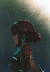  absurdres armor breastplate breasts earrings from_side glowing hair_ornament highres homura_(xenoblade_2) huge_filesize jewelry large_breasts lighting lips profile red_eyes red_hair short_hair shoulder_armor smile solo tiara turtleneck upper_body xenoblade_(series) xenoblade_2 yan_wan 