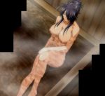  areolae bath breasts edited eyes_closed full_body hair_over_one_eye ikkitousen kan&#039;u_unchou large_breasts long_hair nipples nude ponytail purple_hair stitched third-party_edit tied_hair 