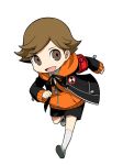  amada_ken brown_eyes brown_hair highres hood hoodie jacket official_art orange_hoodie persona persona_3 persona_q2:_new_cinema_labyrinth persona_q_(series) shorts socks solo source_request 