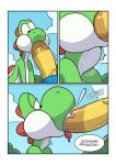  comic cum cum_in_mouth cum_inside dialogue duo english_text green_yoshi hyper kamek komdog male mario_bros neck_bulge nintendo oral penis sex tears text video_games yoshi 