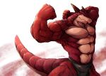  2016 5_fingers 6_fingers abs clothing dragon horn kemono male muscular red_body scales solo standing underwear waddledox 