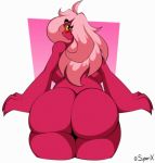  2019 animated big_breasts big_butt blush breasts butt eyelashes female hair huge_butt humanoid jiggling looking_back mammal pink_hair pink_skin side_boob smile solo superix thick_thighs voluptuous wide_hips 