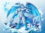  anthro big_muscles dragon featureless_crotch ice male melee_weapon mirthyywolf muscular muscular_male signature solo sword waddledox weapon 