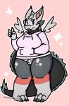  2018 anthro blush bottomless breasts claws clothed clothing digital_media_(artwork) dragon female fur furred_dragon hoodie invalid_tag pussy sashimi_(sushirolldragon) simple_background smile solo standing sushirolldragon tongue tongue_out v_sign wings 