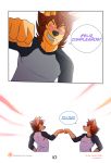  2018 anthro black_nose canine clothed clothing comic dog duo eyebrows eyewear fist_bump fully_clothed fur glasses hair happy male mammal shirt smile spanish_text square_crossover teeth text yuguni yuguni_(character) 