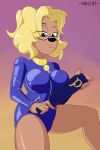  4_fingers anthro blonde_hair breasts canine collar disney domination dominatrix eyewear female female_domination glasses goof_troop hair invalid_color invalid_tag jewelry looking_at_viewer mammal ms._pennypacker nasiri_(artist) paddle rubber zipper 