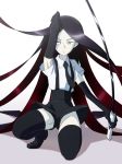  armpits black_eyes black_hair bort gem_uniform_(houseki_no_kuni) gloves houseki_no_kuni katana long_hair no_underwear pale_skin sat-c shirt shoes simple_background sword thighhighs tie weapon 