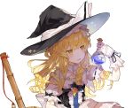  bad_id bad_twitter_id bangs black_bow black_hat black_ribbon blonde_hair blush bow braid commentary_request hair_bow hat hat_bow holding kirisame_marisa long_hair nuudoru open_mouth puffy_short_sleeves puffy_sleeves ribbon short_sleeves simple_background single_braid solo star star_print touhou upper_body white_background white_bow witch_hat wrist_cuffs yellow_eyes 